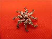 Coro Seed Pearl 1.5" Starfish Brooch