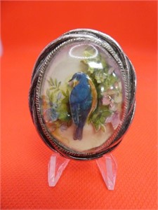 Vintage Inga Rozin Oval Bird 2" Brooch Pendant