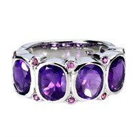 Natural Amethyst Rhodolite Ring