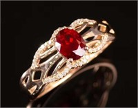1ct Pigeon Blood Red Ruby Ring 18K Gold