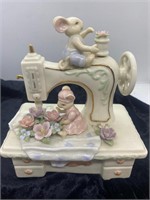 Mice with a Sewing Machine Porcelain Musical Box