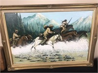Framed Oil on Canvas, Western Scene, Signed