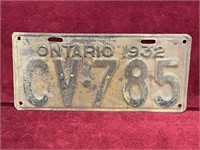 1932 Ontario License Plate