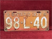 1937 Ontario License Plate