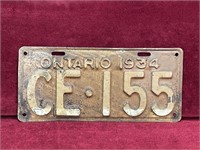1934 Ontario License Plate