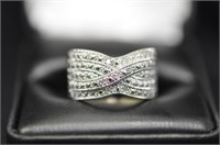 Large diamond bow ring