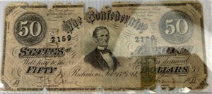 Rare 1864 Fifty Dollars Confederate States of