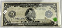 1914 $5 Federal Reserve Note with Blue Seal