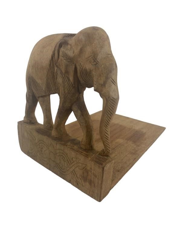 MCM HandCarved Elephant Bookend