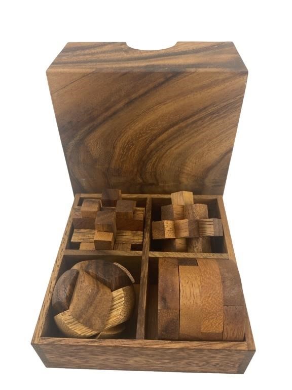 MCM Wooden Set of Four Puzzle Mini Brain Teasers