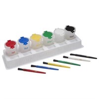 Large Trilingual Paint Cups Paint Brushes and Art