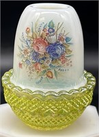 Mosser Floral Topaz Opal Irid Fairy Lamp Uv