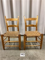 Pair of Ladder Back Woven Bottom Chairs