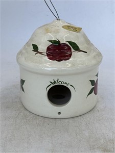 Pottery birdhouse made in Kentucky apple design