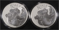 (2) 1 OZ .999 SILVER AUS KOALA ROUNDS