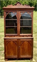 Walnut wall cupboard, step back top