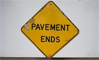 PAVEMENT ENDS METAL ROAD SIGN