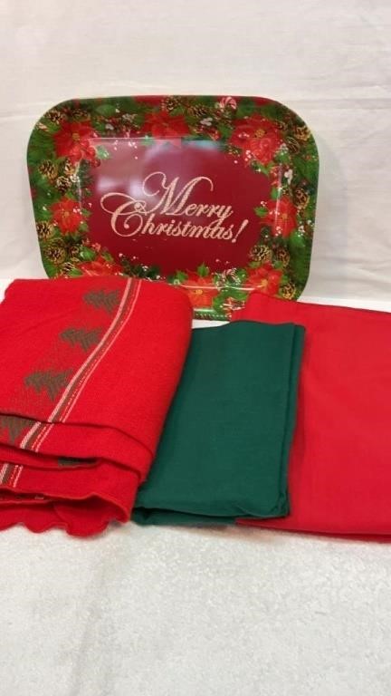 Christmas tray and table cloths