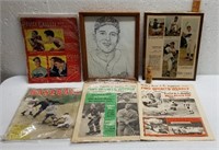 4 Vintage Sports Newspapers  Hand Sketched