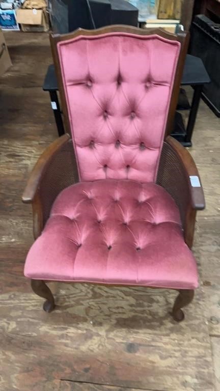 Vintage Pink Velour Button Back chair