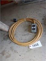 SECTION OF YELLOW EXTENSION CORD W/ 2 OUTLET