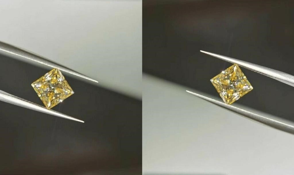 Princess Lab Created Yellow Diamond Pair