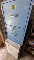 2- 2 Drawer Metal Filing Cabinets One With Keys