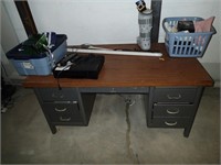 Metal desk with contents as shown on top