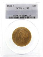 1881-S AU53 Liberty Head $10 Gold Eagle