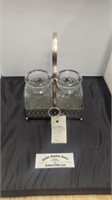 Vintage Glass Double Caddy Cup Condiment Bar Set