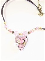 Murano Glass and Leather Necklace