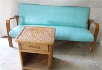 Entryway Couch & Wicker End Table w/Drawer