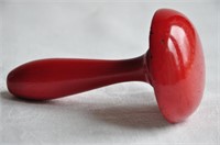 Vtg Mushroom Shape Red Painted Wood Darner.