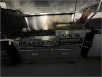 GARLAND 6 BURNER FLAT TOP STOVE WITH 2 OVENS - GAS