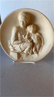 Madonna & child Ivory Alabaster plate *repaired*
