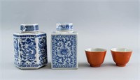 Lot of Four Chinese Porcelain Jars and Cups