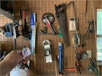Tools and Misc. on Peg Board Wall