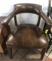 VINTAGE LEATHER TYPE OFFICE ARM CHAIR
