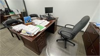Desk Set, Mahogany Desk & Credenda w/ Contents