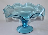 vintage blown glass ruffled compote