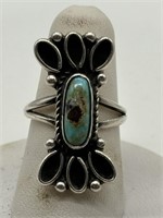 Antique Sterling Old Pawn Turquoise Ring