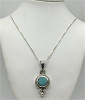 Sterling Silver Chunky Turquoise Necklace