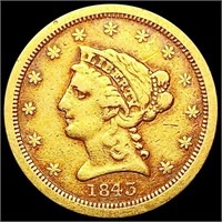 1843-O $2.50 Gold Quarter Eagle LIGHTLY