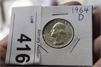 1964 D SILVER WASHINGTON QUARTER