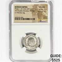 AD 244-249 Roman AR Double-Denarius NGC Ch AU