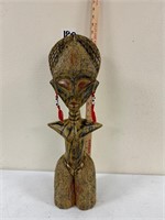 African Wood and Metal Sculpture 22"H
