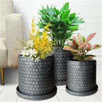 Large Plant Pots 12/10/8 inch Set of 3, Black