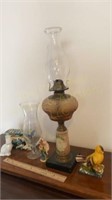 Oil Lamp and Figurines and Avon