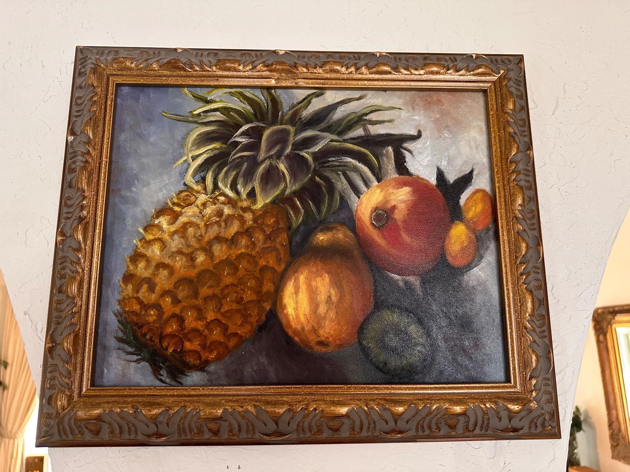 Framed fruit painting