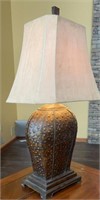 Dimpled Metal, Suede Shade Table Lamp
